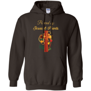 Cross Christian Powered By Jesus And Plants Christmas T-shirt Hoodie Hoodie Dark Chocolate S