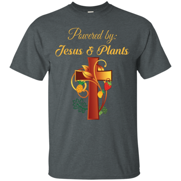 Cross Christian Powered By Jesus And Plants Christmas T-shirt Hoodie Unisex T-Shirt Dark Heather S