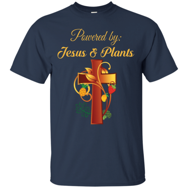 Cross Christian Powered By Jesus And Plants Christmas T-shirt Hoodie Unisex T-Shirt Navy S