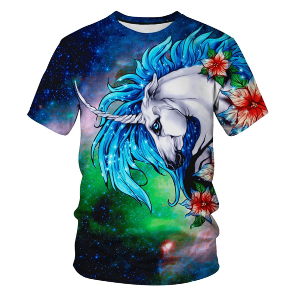 Cute Unicorn And Flower Christmas All Over Print 3D T-Shirt 3D T-Shirt Blue S