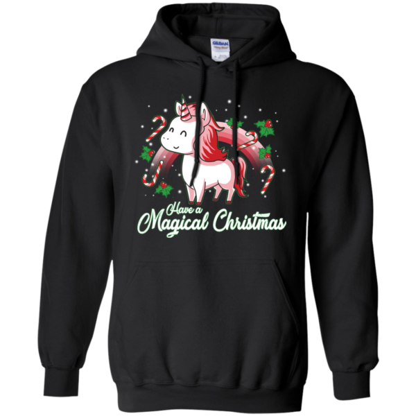 Cute Unicorn Rainbow Have A Magical Christmas Shirt Hoodie Black S