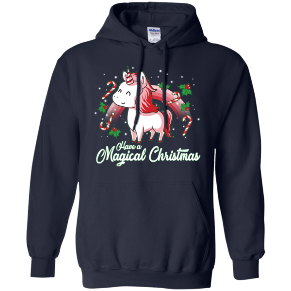 Cute Unicorn Rainbow Have A Magical Christmas Shirt Hoodie Navy S