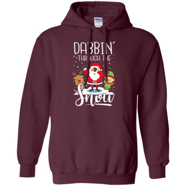 Dabbin' Through The Snow Santa And Friends Christmas Shirt Hoodie Maroon S