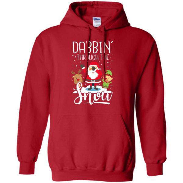 Dabbin' Through The Snow Santa And Friends Christmas Shirt Hoodie Red S