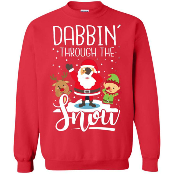 Dabbin' Through The Snow Santa And Friends Christmas Shirt Sweatshirt Red S
