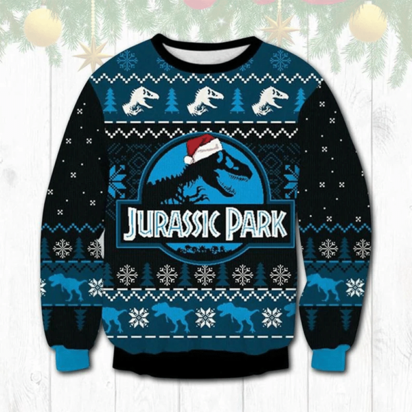 Dinosaur Santa Jurassic Park 3D All Over Print Sweatshirt 3D Sweatshirt Blue S