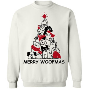 Dog Tree Merry Woofmas Christmas Sweatshirt Christmas Sweatshirt white S