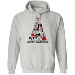 Dog Tree Merry Woofmas Christmas Sweatshirt Hoodie Ash S