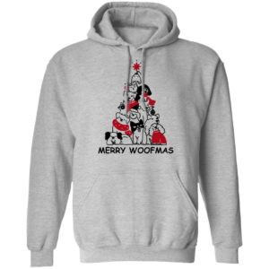 Dog Tree Merry Woofmas Christmas Sweatshirt Hoodie Sport Grey S