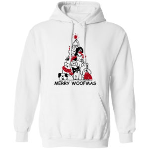 Dog Tree Merry Woofmas Christmas Sweatshirt Hoodie white S