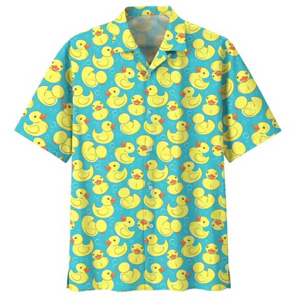 Duck Full Print Hawaiian Shirt Short Sleeve Hawaiian Shirt Black S