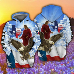 Eagle Jesus God Bless Texas Christmas All Over print 3D Hoodie product photo 1