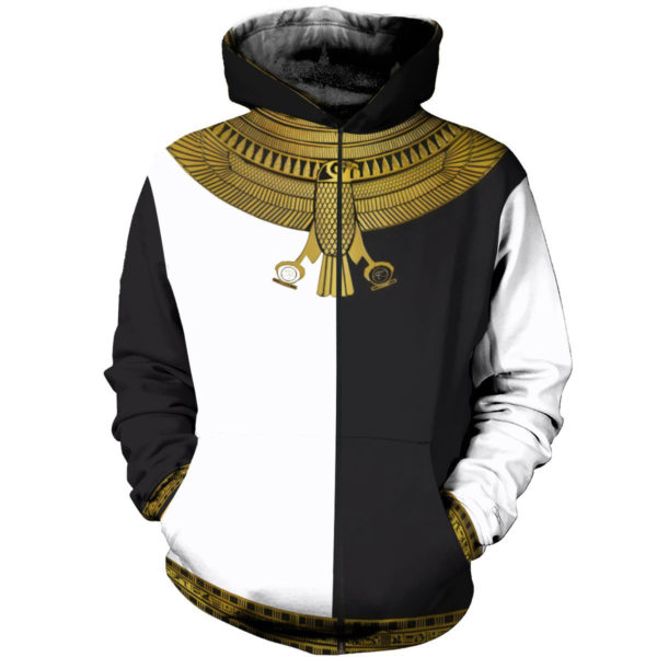 Egyptian Horus 3D Printed 3D Zip Hoodie Black S