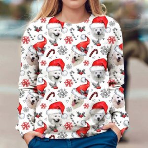 Eskimo Dog Merry Chirstmas Ugly Sweater AOP Sweater White S