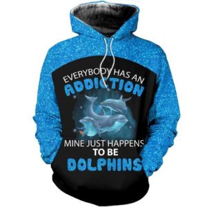 Everybody Has An Addiction Dolphins All Over Print 3D Leggings 3D Hoodie Blue S