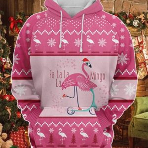 Fa La La La Funny Mingo Santa Walking Around Christmas All Over Print 3D Hoodie 3D Hoodie Pink S
