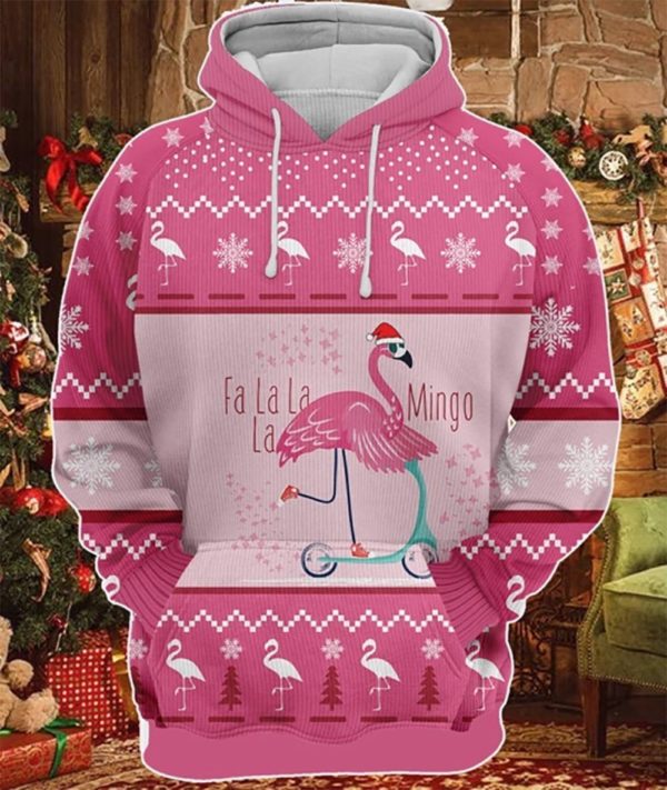 Fa La La La Funny Mingo Santa Walking Around Christmas All Over Print 3D Hoodie 3D Hoodie Pink S