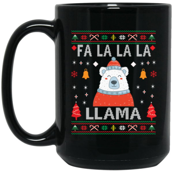 Fa La La La Llama Ugly Bear Christmas Coffee Mug Mug 15oz Black One Size