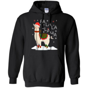 Fa La La Llama Santa Sheep Christmas Shirt Hoodie Black S