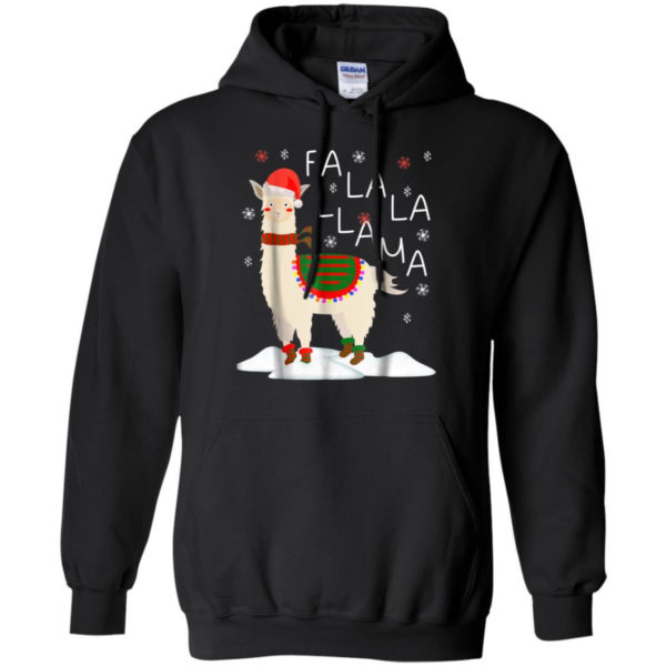 Fa La La Llama Santa Sheep Christmas Shirt Hoodie Black S