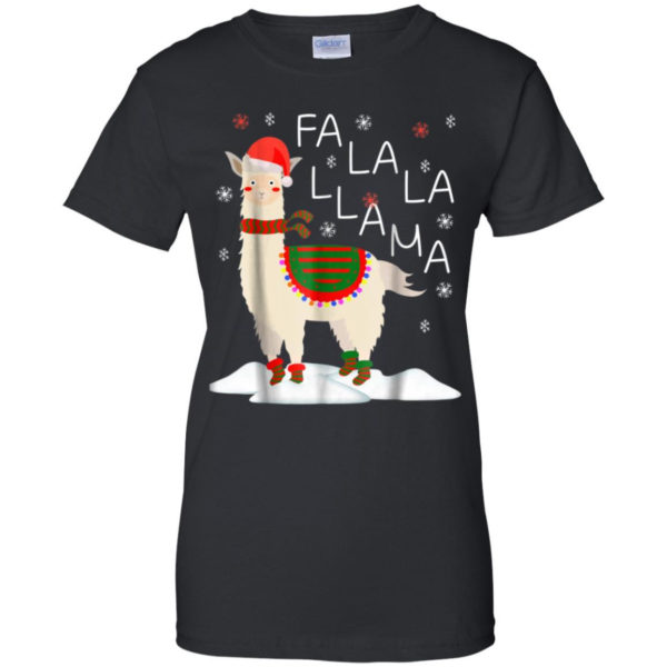 Fa La La Llama Santa Sheep Christmas Shirt Ladies T-Shirt Black S