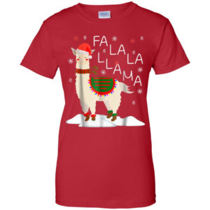 Fa La La Llama Santa Sheep Christmas Shirt Ladies T-Shirt Red S
