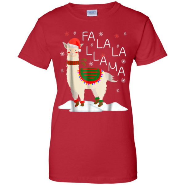 Fa La La Llama Santa Sheep Christmas Shirt Ladies T-Shirt Red S