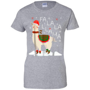 Fa La La Llama Santa Sheep Christmas Shirt Ladies T-Shirt Sport Grey S