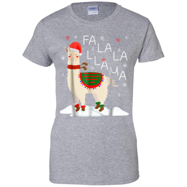 Fa La La Llama Santa Sheep Christmas Shirt Ladies T-Shirt Sport Grey S