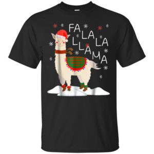 Fa La La Llama Santa Sheep Christmas Shirt Unisex T-Shirt Black S
