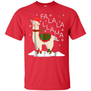 Fa La La Llama Santa Sheep Christmas Shirt Unisex T-Shirt Red S