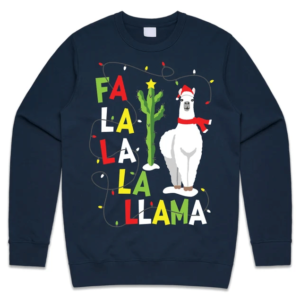 Fa La Llama Santa Jumper Christmas Sweatshirt Sweatshirt Navy S