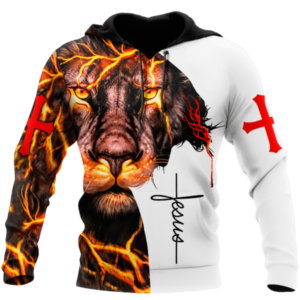 Fear Not For Jesus ​Red Cross Lion Christmas All Over Print 3D Shirt 3D Hoodie Black S