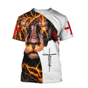 Fear Not For Jesus ​Red Cross Lion Christmas All Over Print 3D Shirt 3D T-Shirt Black S