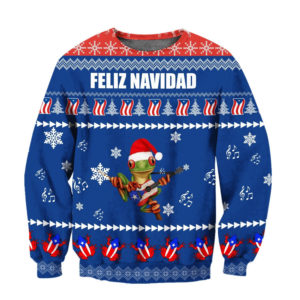 Feliz Navidad Puerto Rico Coqui Christmas All Over Print 3D Shirt 3D Sweatshirt Blue S