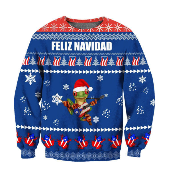 Feliz Navidad Puerto Rico Coqui Christmas All Over Print 3D Shirt 3D Sweatshirt Blue S