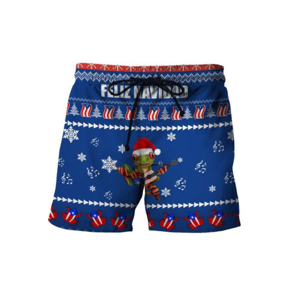 Feliz Navidad Puerto Rico Coqui Christmas All Over Print 3D Shirt Short Pant Blue S