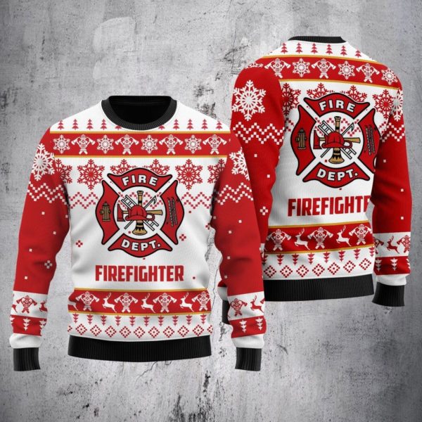 Firefighter Badge All Over Print 3D Christmas Sweater AOP Sweater Red S