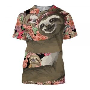 Floral Sloth Sloth Need A Hug Ugly Sloth All Over Print 3D Shirt 3D T-Shirt Chocolate S