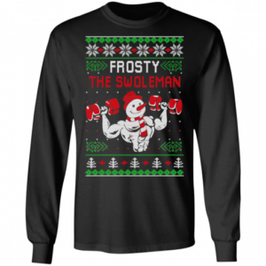 Frosty The Swoleman Snowman Gym Lover Christmas Shirts Long Sleeve Black S