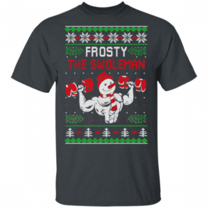 Frosty The Swoleman Snowman Gym Lover Christmas Shirts Unisex T-Shirt Dark Heather S
