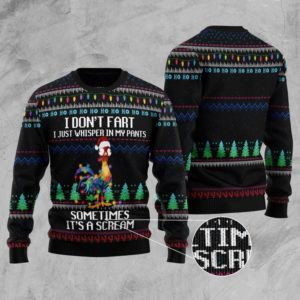 Funny Chickens I Don't Fart It‘s A Scream Christmas Sweater AOP Sweater Black S