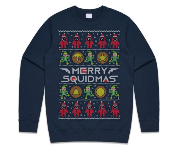 Funny Christmas Merry Squidmas Christmas Shirt Sweatshirt Navy S