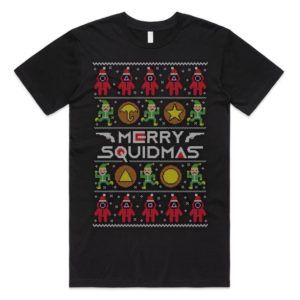 Funny Christmas Merry Squidmas Christmas Shirt Unisex T-Shirt Black S