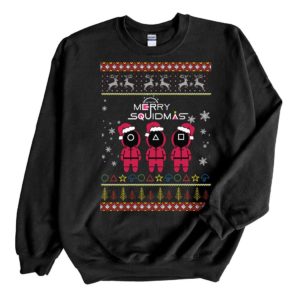 Funny Christmas Merry Squidmas Santa Sweatshirt Sweatshirt Black S