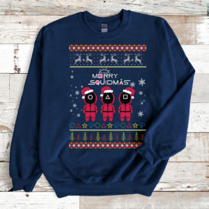Funny Christmas Merry Squidmas Santa Sweatshirt Sweatshirt Navy S