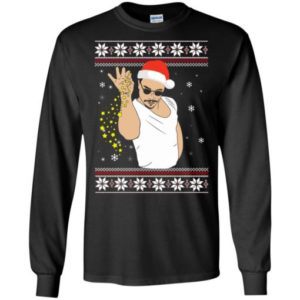 Funny Christmas Star Salt Bae Santa Christmas Shirt Long Sleeve Black S