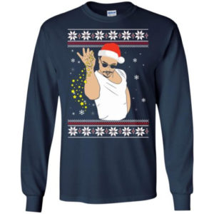 Funny Christmas Star Salt Bae Santa Christmas Shirt Long Sleeve Navy S