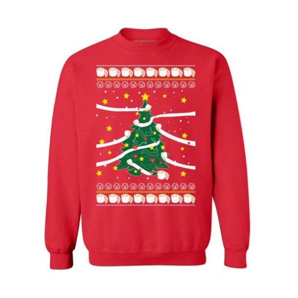 Funny Christmas Tree Toilet Paper Christmas Sweatshirt Sweatshirt Red S