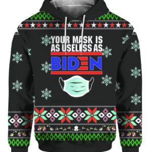 Funny Christmas Your Mask Is As Useless As Biden Christmas 3D Hoodie 3D Hoodie Black S